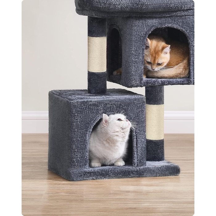 Feandrea Cat Tree Small, 67 cm Cat Tree, Cat House for Kittens up to 3 kg, Large Platform, Sisal Posts, PCT611W01 (Smoke Grey)