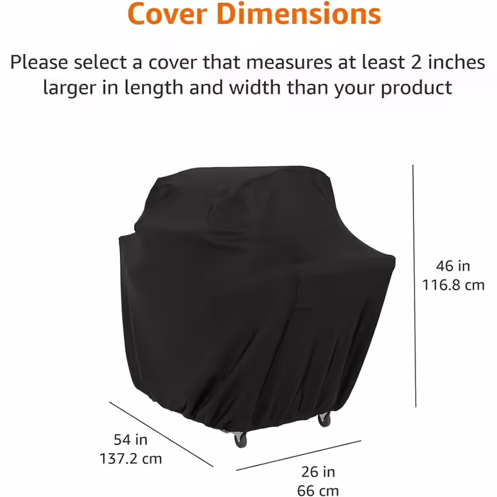 Amazon Basics Gas Grill Cover, for Outdoor Use, Water-Resistant, 137 x 66 x 117 cm (L x W x H), Black