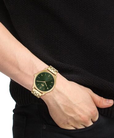 Годинник Lacoste Lisbon чоловічий: кварцовий, з браслетом з нержавіючої сталі або шкіри (Золотий, Сталь)