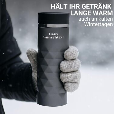 Термокружка Elasto з нержавіючої сталі, 450 мл, з індивідуальною гравіюванням, витримує витоки, термоізольована, сірий колір