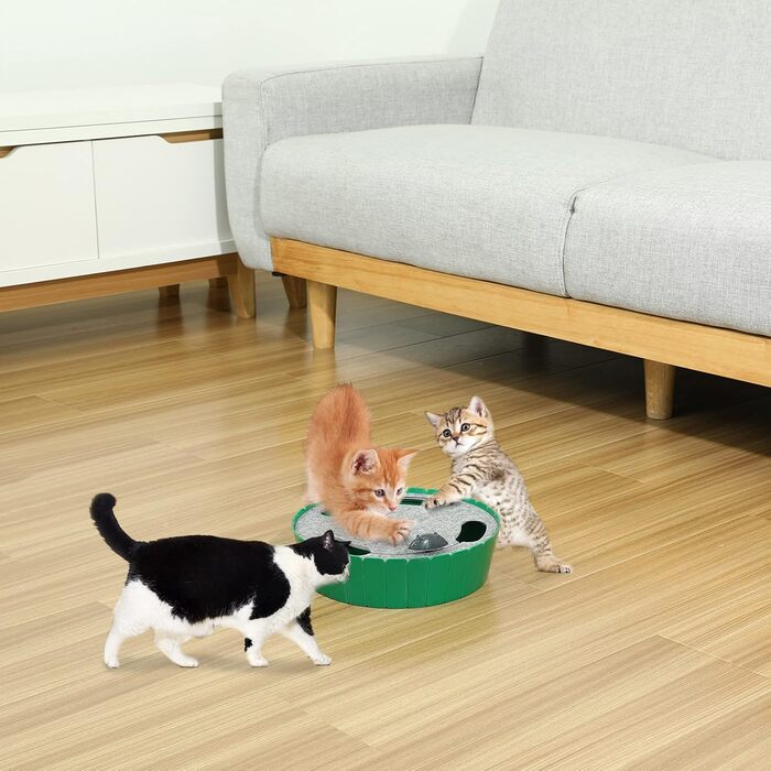 Pawaboo Cat Toy Electric Mouse, Interactive Kitten Toy Cat Bed Scratch Mat Catnip, Cute and Safe Toy Play Ball for Small Cat Play Biting Chewing - Green