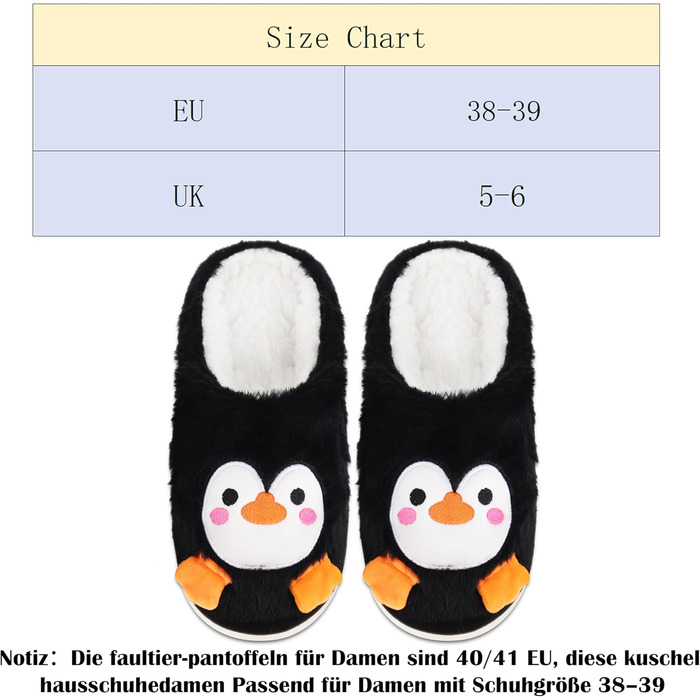 Тапочки жіночі зимові подарунок для жінок. Теплі, м'які, з плюшем, антиковзні, з принтом пінгвіна (40/41 EU)