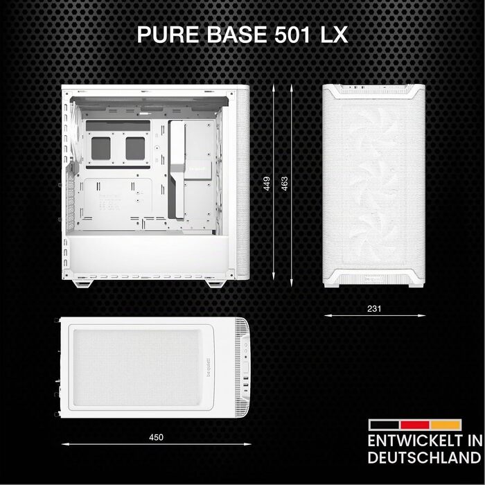 Корпус для ПК be quiet! Pure Base 501 LX (Білий) з 2 вентиляторами Pure Wings 3 140mm PWM, USB 3.2 Gen. 2 Type-C, підтримка вертикальної установки GPU