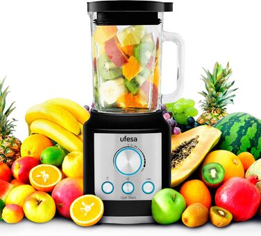 Ufesa BS4950B Opal Black Stand Mixer, 2100W Power, Speed Control, Programs for Smoothie, Ice Crush, and Turbo, 6 Titanium Blades 1800W 1.8L