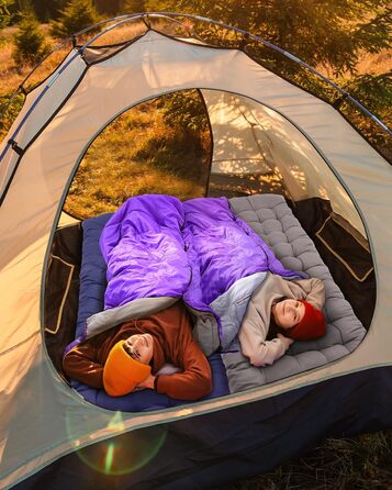 3-4 Season Sleeping Bag - Waterproof, Lightweight Sleeping Bag for Camping, Travel & Outdoor Activities - 220x84cm, 1.9KG (Violet)