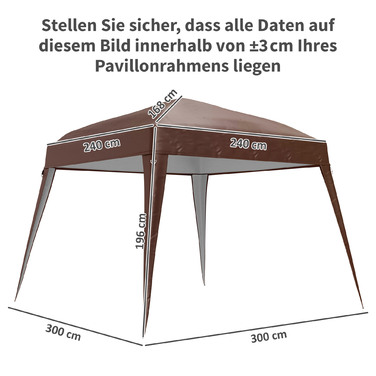 Outsunny Replacement Canopy Top for 3x3m Gazebo, Water-Resistant, Stable, Winter-Proof Gazebo Roof for Pop-Up Gazebo, Storm-Proof Party Tent, Replacement Cover with Single Roof Awning for Garden Gazebo, Coffee | Aosom