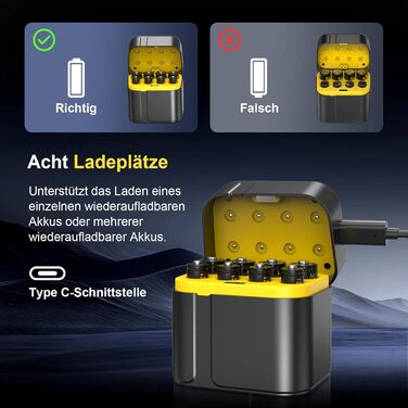 SURFOU Акумулятори Li-Ion 4xAA + 4xAAA з зарядним пристроєм, 1300 мАг, 1600+ циклів, 4xAA 3700мАг, 4xAAA 1300мАг