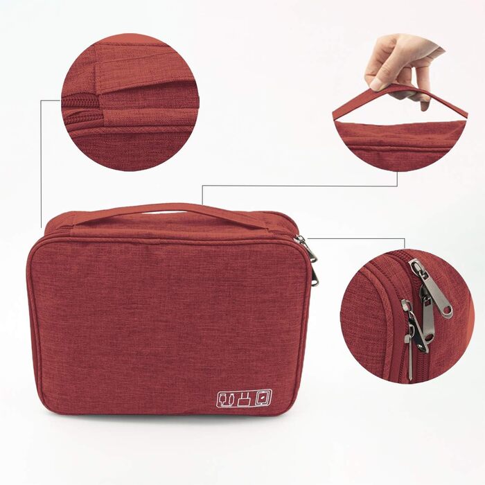 Водонепроникна сумка-органайзер для кабелів та електроніки Ruyosn (червона)