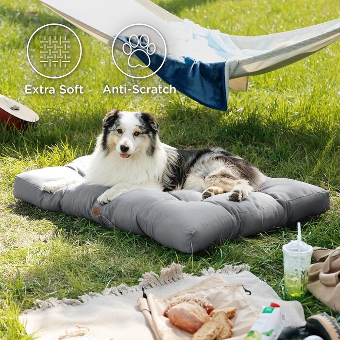 Килимок для собак BEDSURE великих порід, 111x89 см, водонепроникний, сірий, 10 см заввишки