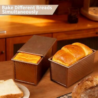 Форма для випічки хліба Toastbrot 450г, 2 шт. Антипригарна, вуглецева сталь, з кришкою, перфорована - для рівномірного випікання в духовці