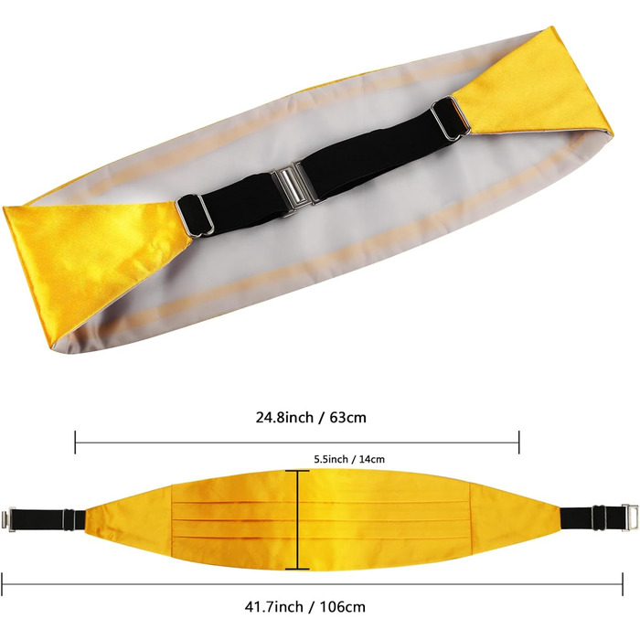 Метелик Alizeal чоловічий однотонний, з підтяжками та нагрудною хусткою (Золото-Жовтий, 132)