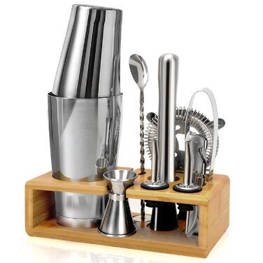 Набір для коктейлів преміум класу Boston Shaker, 16 предметів: шейкер, мадлер, відкривачка для пляшок, аксесуари для бару (чоловікам та жінкам)