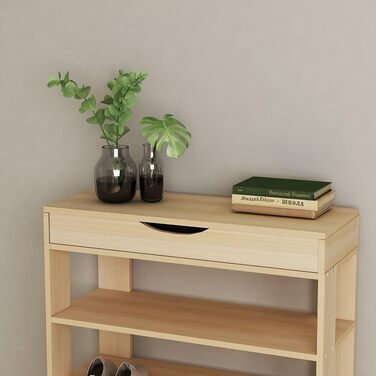 5-Tier Shoe Rack Shoe Cabinet Wood, 75 x 30 x 94.5 cm Shoe Storage Shoe Stand for Living Room, Entrance Hall, Hallway, (White Maple)