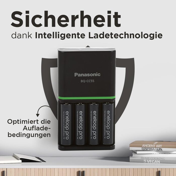 Зарядний пристрій Panasonic Eneloop SmartPlus для AA/AAA Ni-MH акумуляторів + 4 AA акумулятори Eneloop Pro (10 функцій безпеки)