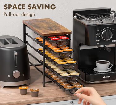 Тримач для капсул кави Dolce Gusto, 5-ярусний металевий ящик для капсул з тихими направляючими та антиковзними ніжками (на 72 капсули)