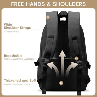 Шкільний рюкзак для підлітків, 2025 рік, для школи, гімназії, старшої школи, 26L, чорний