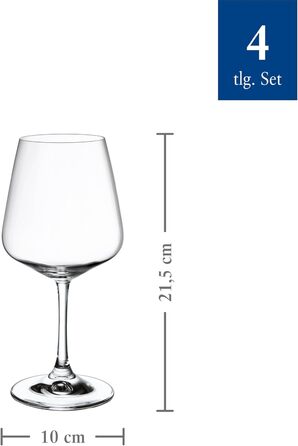Набір келихів Villeroy & Boch Ovid для червоного вина, 4 шт., 590 мл, 21,5 см, кришталеве скло, придатні для миття в посудомийній машині. Сучасний, елегантний, класичний дизайн