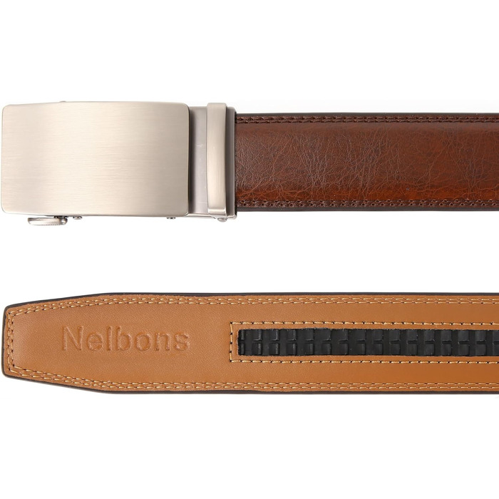 Чоловічий шкіряний ремінь на пряжці, автоматична застібка, 35 мм, регульований, 130 см, для костюма та ділового одягу (колір коричневий)