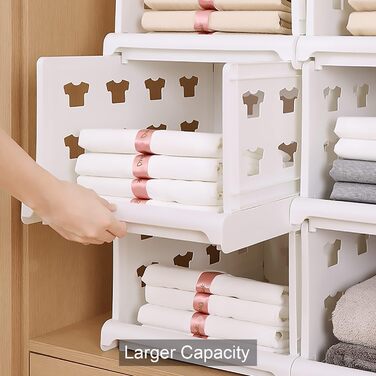 Hossejoy Extra Large Set of 4 Stackable Closet Storage Organizers, Foldable Closet Storage Box Organizers, Plastic Closet Organizer, Shelves, Basket, Bedroom, Office
