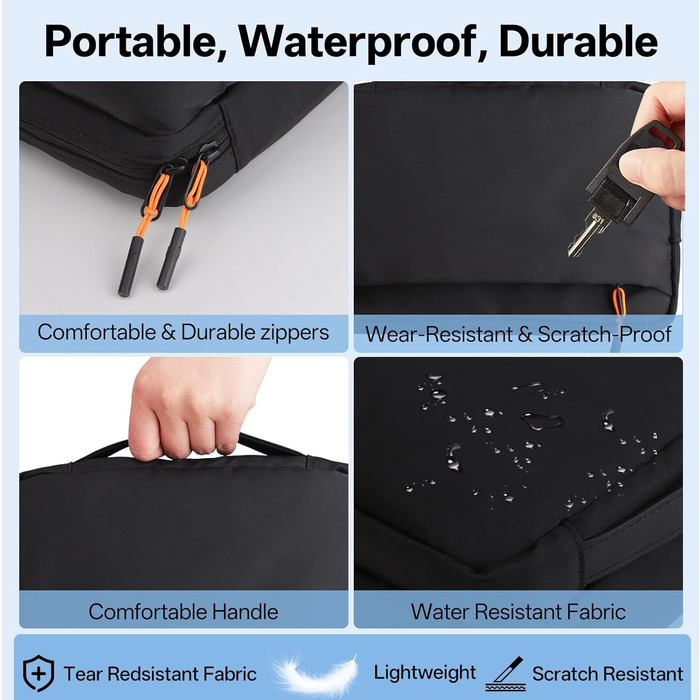 Органайзер для кабелів Teskyer - водонепроникний, портативний, для подорожей, 25 x 17 x 8 см, чорний
