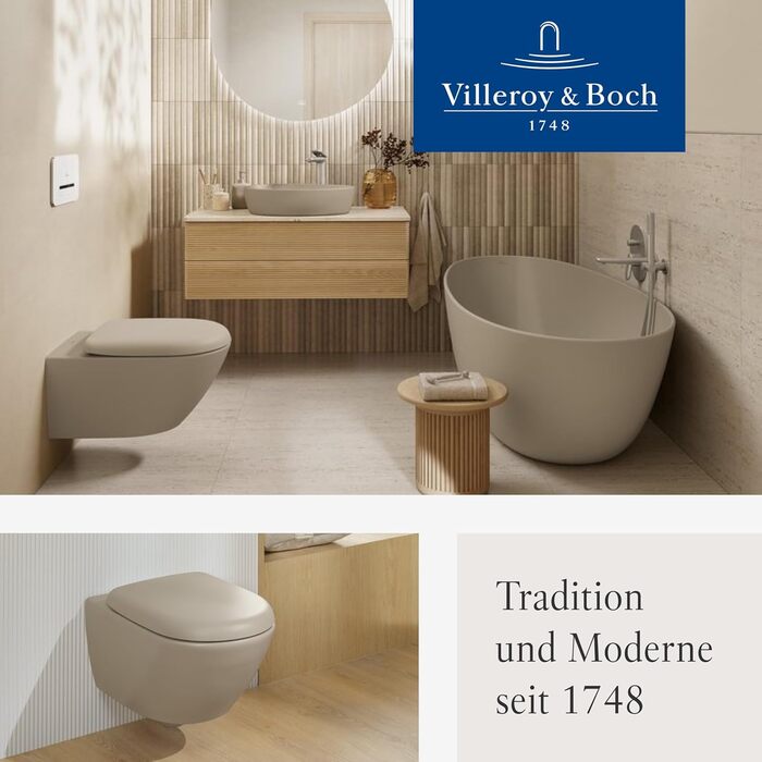 Сідушка для унітаза Villeroy & Boch O.novo D-подібна з мікроліфтом (SoftClose), Duroplast, колір мигдалевий (Almond), матова