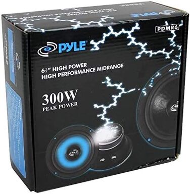 Автомобільна акустика Pyle PDMR6 16,5 см, 300 Вт, середньочастотний динамік, герметична задня частина, паперова мембрана, 93 дБ, 8 Ом