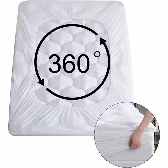 R.SHARE Mattress Protector 200x200cm, Soft Topper 200x200cm Mattress Pad Breathable 360° Wrap, Thickened Mattress Topper Washable, 3D Mesh Cover Mattress Protector, Öko-TEX white