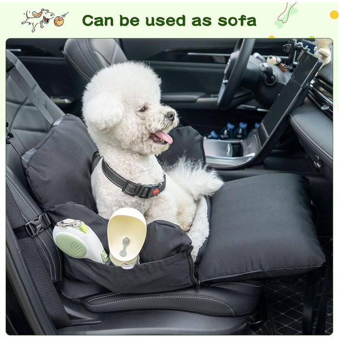Автомобільний собачий сидіння для маленьких собак до 15 кг, чорний, знімний Airbag, знімний, миючий, Oxford тканина