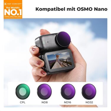 Набір ND-фільтрів K&F Concept для DJI Osmo Nano (ND8, ND16, ND32, ND64) — 4 шт., нейтральний світлофільтр з HD-скла та алюмінієвою рамою, FD151