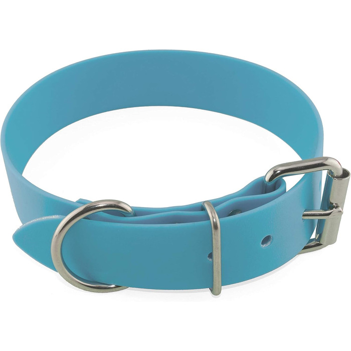 Ленні Нашийник BioThane, нержавіюча сталь, ширина 38 мм, розмір 38-48 см, можливість нанесення напису, колір Cyan/Turquoise