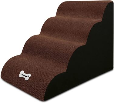 Сходинки для собак Galatée: зручні та безпечні сходи для високих ліжок та диванів, 4 сходинки, знімний та миючий чохол, матеріал - губка з високою щільністю, портативні, колір - світло-коричневий