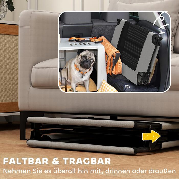 PawHut Лежанка для собак Outdoor, піднята лежанка для великих собак, складана, з сітчастою рамою зі сталі, для відпочинку на вулиці, кемпінгу, 107x61x20 см, сірий колір