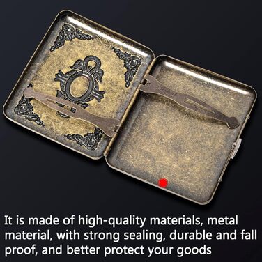 Goshentech Vintage Case Metal-Coated Copper Surface Imitation Emerald Ornament 18-20 Capacity Gift Box Packaging (Bronze, 85 mm, King-Size)