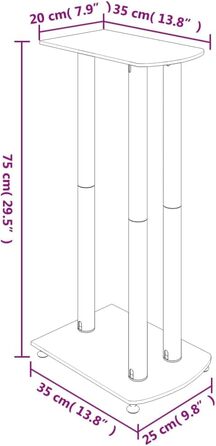 Підставка для колонки vidaXL, 2 шт., чорно-срібна, з 3 колонами, з антиковзними ніжками