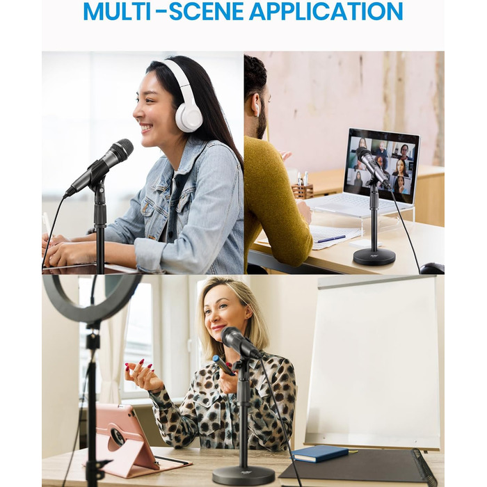 Підставка для мікрофона Moukey на стіл з кліпсою, регульована, 5/8