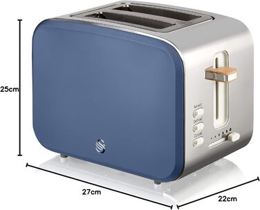 Набір для сніданку Swan Nordic: чайник 1,7 л, тостер на 2 тости, 2200 Вт, блакитний, з дизайном під дерево