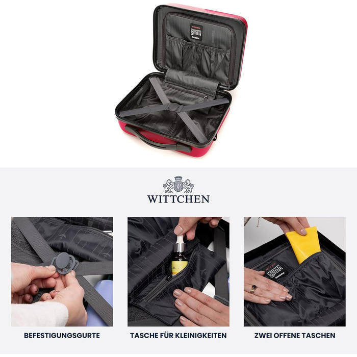 Валіза на колесах WITTCHEN Globe Line S, ручна поклажа, ABS, 4 колеса, кодовий замок, телескопічна ручка, червона | Підходить для Lufthansa, Eurowings, Ryanair, Condor, Discover Airlines