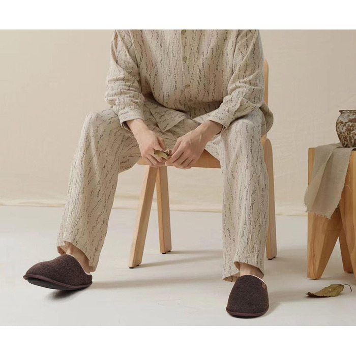 Тапочки чоловічі COFACE з фетру, теплі, зручні, з м'якою підкладкою, антиковзаюча гумова підошва, для дому та вулиці, розмір 40-49 (темно-коричневий, 43 EU)