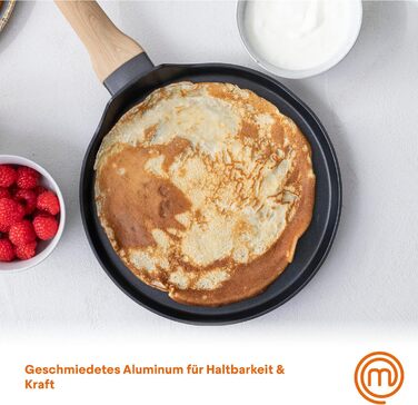 MasterChef Crepe Pan Induction, Pancake Pan for Pancakes, Roti, Omelette, Tortilla, Induction, Gas, Ceramic Stove, Non-Stick Coating Aluminum, 25cm, Extra Wide Natural Collection