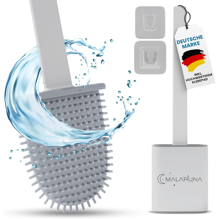 Силіконова щітка для унітазу - комплект для кріплення на стіну, гнучкий гігієнічний насадок, чорний, білий, сірий колір, щітка для туалету