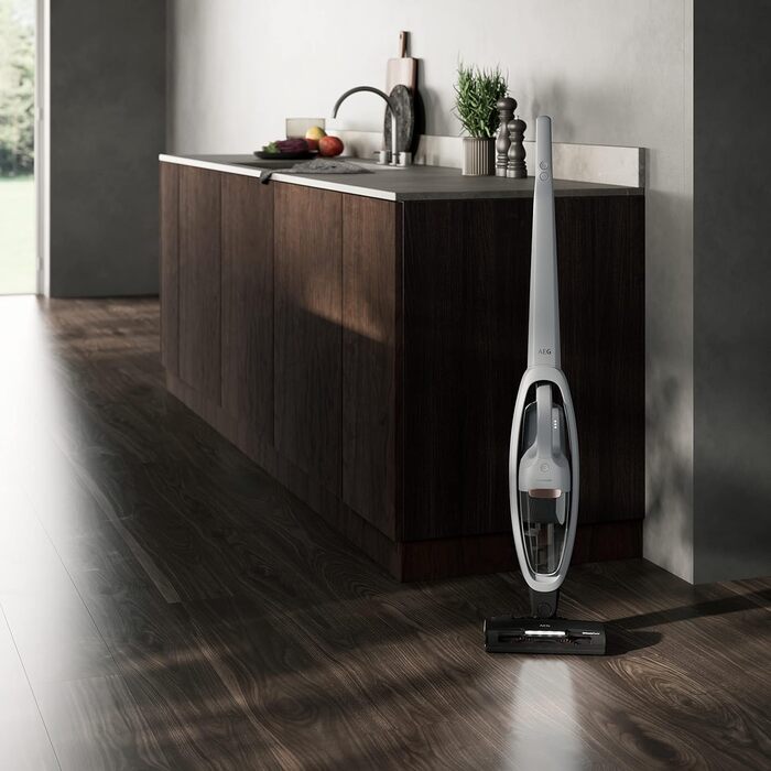 AEG CLEAN 5000 AS52CB25UG Cordless Vacuum Cleaner / 2in1 / pleasantly quiet 80 dB(A) / 58% recycled material / up to 55 minutes runtime / automatic / freestanding / all floors / incl. accessories / gray Model 2023 25.2V Gray Multi-Floor Nozzle