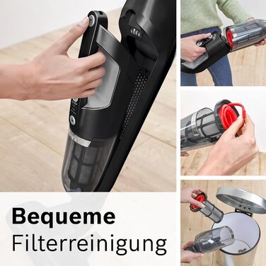 Бездротовий пилосос Bosch Flexxo 2в1 Serie 4 BBH32101, акумуляторний, без мішка, для всіх підлог, висока потужність, довга автономність, швидка зарядка, насадка для щілин, чорний 21,6В