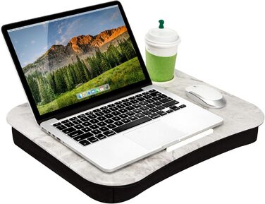 Підставка для ноутбука LapGear з тримачем для напоїв та кутом для пристроїв, білий мармур, до 15.6 дюймів