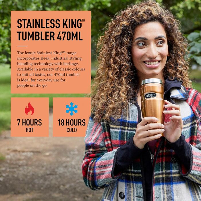 Термос King Reise Thermobecher: термокружка з нержавіючої сталі, 470 мл, 8.3 x 8.3 x 20 см (мідь)