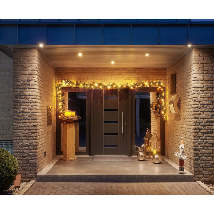 Декоративна гірлянда з LED-підсвічуванням 5 метрів (80 LED), розширювана, на батарейках, з таймером, 10 метрів дроту, для дому та саду, штучна, тепле біле світло