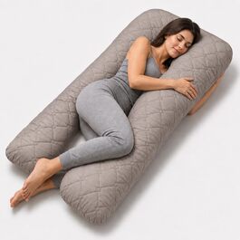 U-подібна подушка для вагітних та годування sei Design XXL, подушка для сну на боці для підтримки спини та стегон, колір taupe, стібана