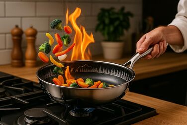 FIXLINE Black Forest Frying Pan 28cm - RED Design - Scratch-Resistant PTFE-Free Coating - Compatible with All Cooktops (including Induction) - Oven Safe up to 250°C - Easy Cleaning - Ideal Gift