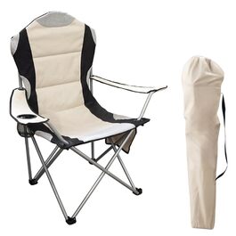 Крісло кемпінгове Spetebo XXL Deluxe бежеве, до 150 кг - широке, зручне, стабільне