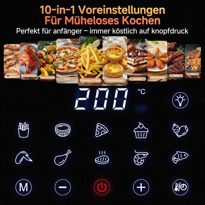 Аерофритюрниця SIMPLUS Airfryer XL 6.5 л з вікном та сенсорним керуванням, 1500 Вт, 10 програм, антипригарне покриття