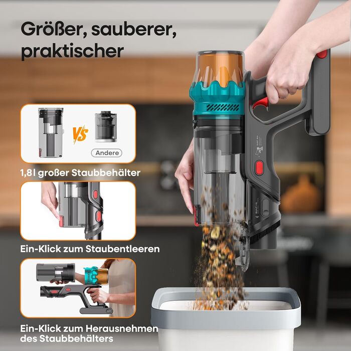 Акумуляторний пилосос ElecKeys K10: 50000Pa, 600W, 70хв, LED дисплей, 1.8L, антинамотування, для тварин, килимів, твердих поверхонь, авто, блакитний